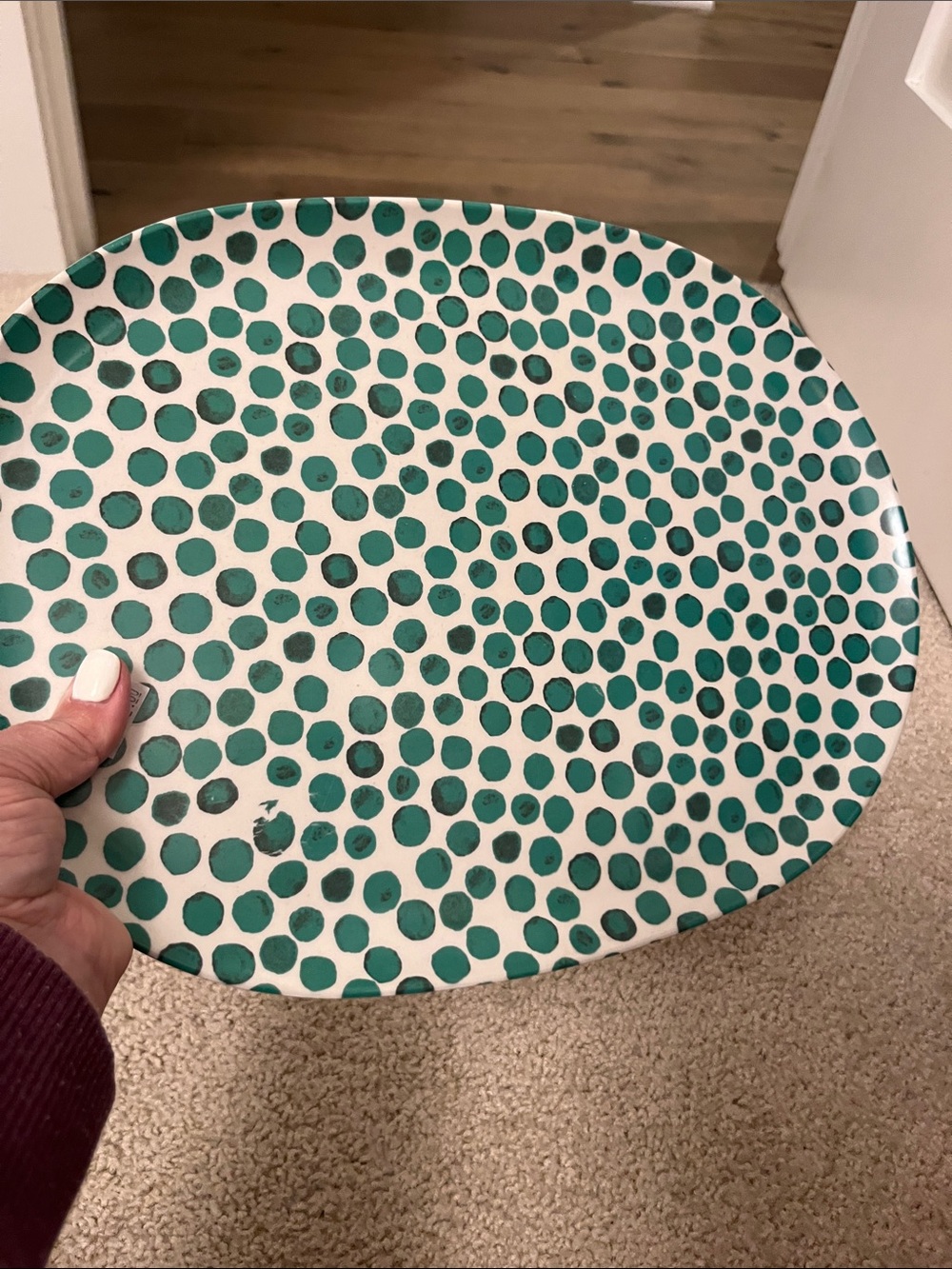 EUC Target Opal House White and Teal Polka Dot Melamine Serving Platter